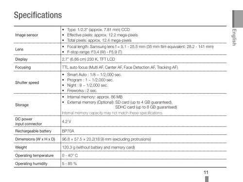 Samsung PL81 (EC-PL81ZZBPBE1 ) - Guide rapide 5.49 MB, pdf, Anglais, Fran&ccedil;ais, Espagnol