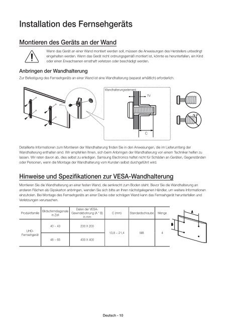 Samsung TV LED 48 pouces, UHD, 800 PQI - UE48JU6000 (UE48JU6000KXZF ) - Guide rapide 13.51 MB, pdf, Anglais, N&Eacute;ERLANDAIS, Fran&ccedil;ais, ALLEMAND