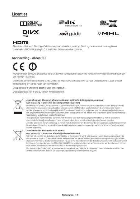 Samsung TV LED 48 pouces, UHD, 800 PQI - UE48JU6000 (UE48JU6000KXZF ) - Guide rapide 13.51 MB, pdf, Anglais, N&Eacute;ERLANDAIS, Fran&ccedil;ais, ALLEMAND