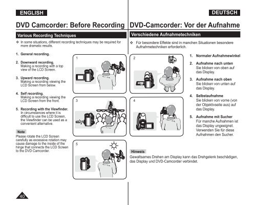 Samsung VP-DC171W (VP-DC171W/KIT ) - Manuel de l'utilisateur 21 MB, pdf, Anglais, ALLEMAND