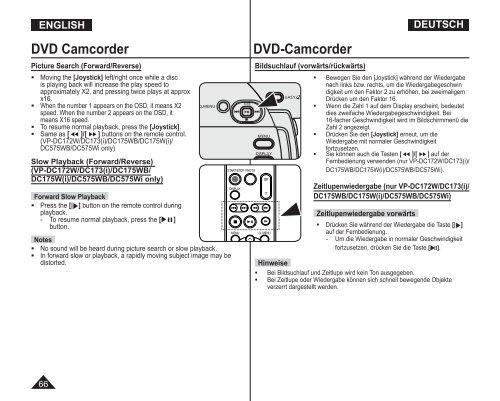 Samsung VP-DC171W (VP-DC171W/KIT ) - Manuel de l'utilisateur 21 MB, pdf, Anglais, ALLEMAND