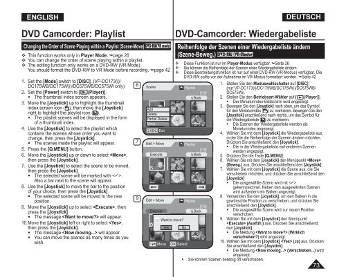 Samsung VP-DC171W (VP-DC171W/KIT ) - Manuel de l'utilisateur 21 MB, pdf, Anglais, ALLEMAND