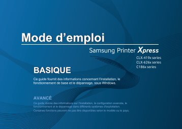 Samsung CLX-4195N Multifonction Laser Couleur (18/18 ppm) (CLX-4195N/SEE ) - Manuel de l'utilisateur 53.61 MB, pdf, FranÃ§ais