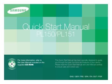 Samsung PL150 (EC-PL150ZBPLE1 ) - Guide rapide 8.01 MB, pdf, Anglais, NÃERLANDAIS, FranÃ§ais, ALLEMAND, Italien, Portugais, Espagnol