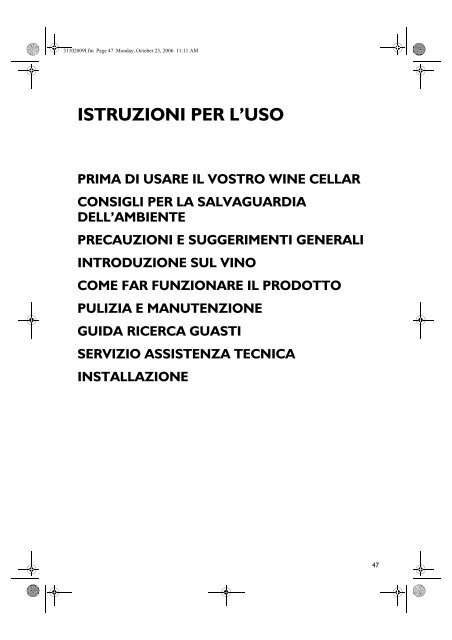 Whirlpool Cantinetta da incasso sottobase monotemperatura ARZ000W -  Istruzioni d'uso_Italiano