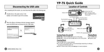 Samsung YP-T6H (YP-T6H/ELS ) - Guide rapide 0.11 MB, pdf, Anglais