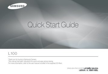 Samsung L100 (EC-L100ZBBA/E2 ) - Guide rapide 16.34 MB, pdf, Anglais, Estonien, Llettonie, Lituanien, RUSSIE
