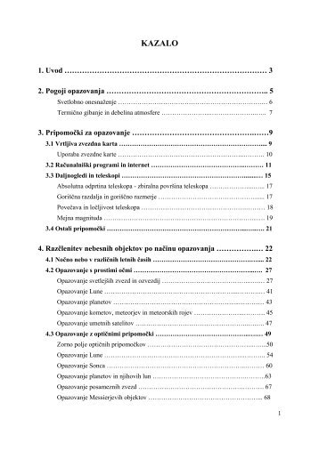 4. Razčlenitev nebesnih objektov po načinu opazovanja