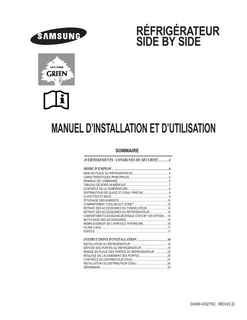 Samsung RS25KLAL (RS25KLAL1/XEF ) - Manuel de l'utilisateur 2.71 MB, pdf, Fran&ccedil;ais