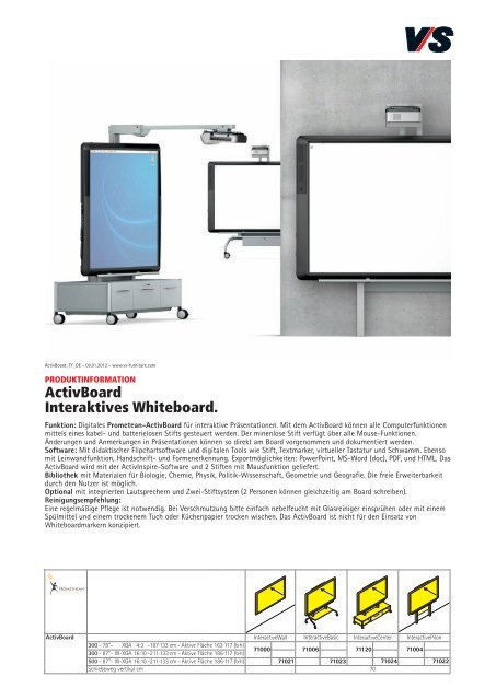 ActivBoard Interaktives Whiteboard. - VS