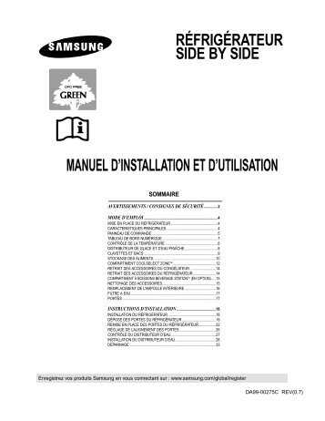 Samsung RS24KASW1/CAF (RS24KASW1/CAF ) - Manuel de l'utilisateur 2.57 MB, pdf, FranÃ§ais