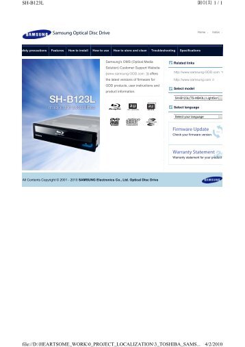 Samsung SH-B123L (SH-B123L/RSBP ) - Manuel de l'utilisateur (XP / Vista / Windows 7) 1.09 MB, pdf, Anglais