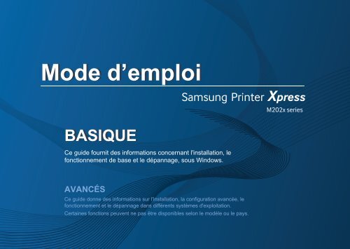 Samsung SL-M2022 Imprimante laser monochrome (20 ppm) (SL-M2022/SEE ) - Manuel de l'utilisateur 20.97 MB, pdf, Fran&ccedil;ais