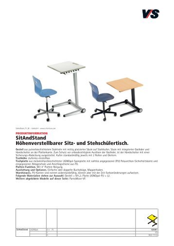 SitAndStand Höhenverstellbarer Sitz- und Stehschülertisch. - VS