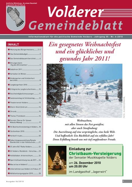 Volderer Gemeindeblatt - Gemeinde Volders - Land Tirol