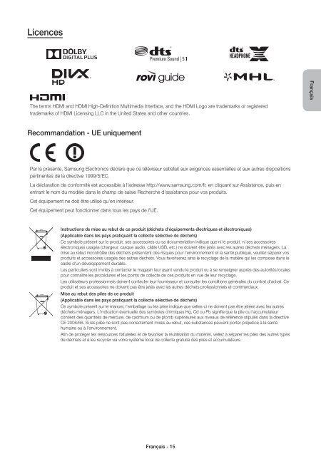 Samsung TV LED 60'', UHD/4K, Smart TV, 900PQI - UE60JU6400 (UE60JU6400KXZF ) - Guide rapide 11.97 MB, pdf, Anglais, N&Eacute;ERLANDAIS, Fran&ccedil;ais, ALLEMAND