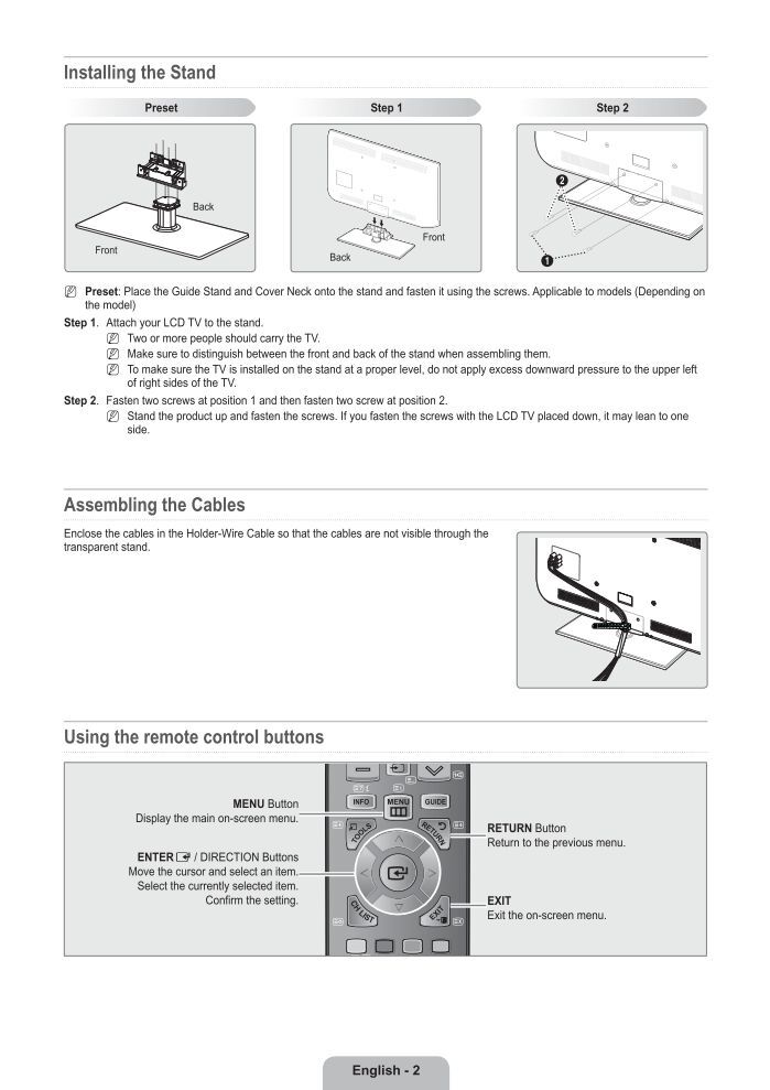 Samsung LE32B551 (LE32B551A6WXXC ) - Guide rapide 2.3 MB, pdf, Anglais
