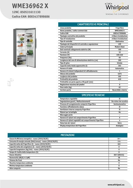 Scheda frigorifero per WHIRLPOOL WTE5243A NFPW, WTE5243APIUNFPW | fino al 50% di risparmio