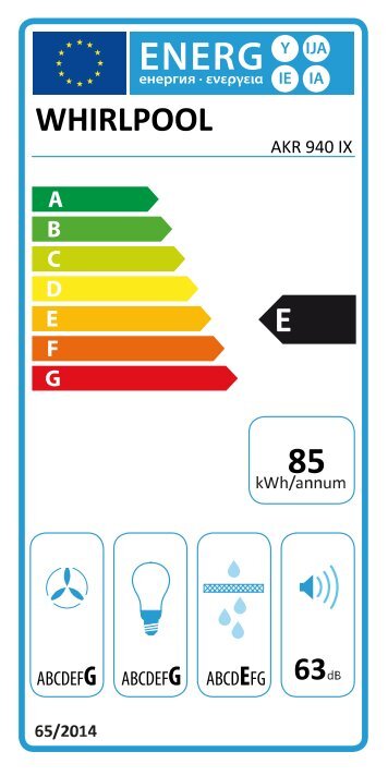 Whirlpool Cappa sottopensile da 90cm AKR 940 IX - Etichetta energetica_Italiano