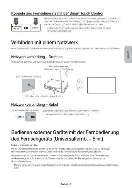 Samsung TV LED 40'', UHD/4K, Smart TV, 3D, 1300PQI - UE40JU7000 (UE40JU7000TXZF ) - Guide rapide 14.51 MB, pdf, Anglais, N&Eacute;ERLANDAIS, Fran&ccedil;ais, ALLEMAND