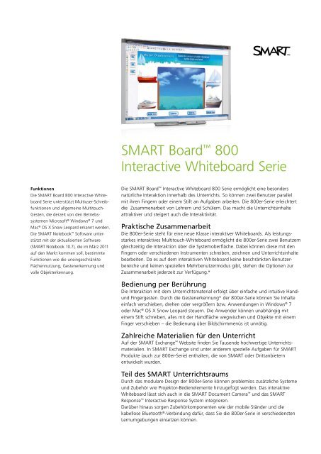 SMART Board™ 800 Interactive Whiteboard Serie - stork interaktive ...