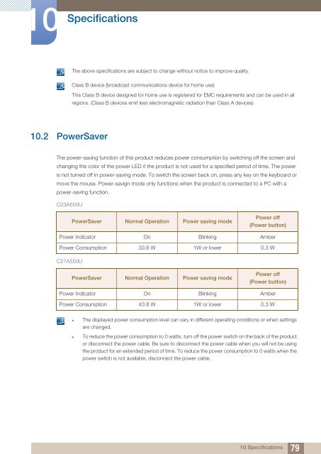 Samsung 27''S&eacute;rie5 Moniteur station d'accueil C27A550 (LC27A550US/EN ) - Manuel de l'utilisateur 4.07 MB, pdf, Anglais