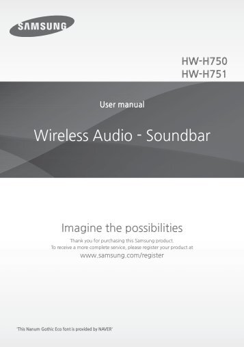Samsung Barre de son 4.1 320W RMS, Bluetooth, Soundshare, Multiroom - HW-H750 (HW-H750/ZF ) - Manuel de l'utilisateur 5.72 MB, pdf, Anglais