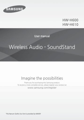 Samsung HW-H610, SoundStand extra plat 4.2, Bluetooth, 80W RMS (HW-H610/ZF ) - Manuel de l'utilisateur 2.1 MB, pdf, Anglais