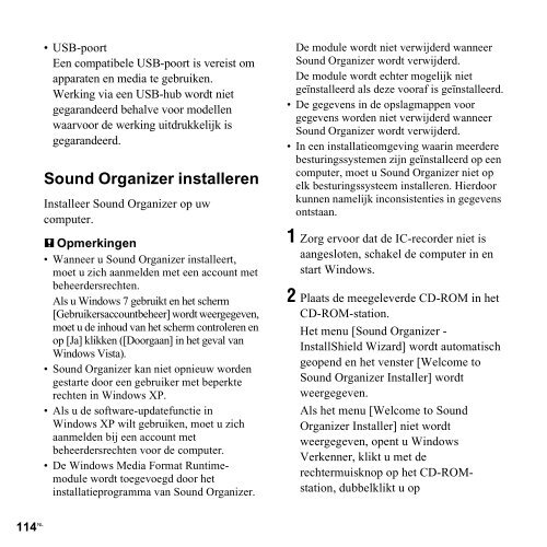 Sony ICD-PX312M - ICD-PX312M Consignes d&rsquo;utilisation N&eacute;erlandais