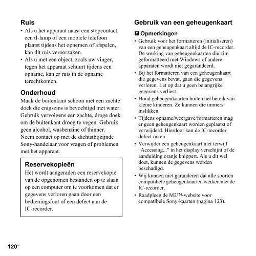 Sony ICD-PX312M - ICD-PX312M Consignes d&rsquo;utilisation N&eacute;erlandais