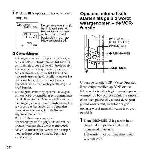 Sony ICD-PX312M - ICD-PX312M Consignes d&rsquo;utilisation N&eacute;erlandais