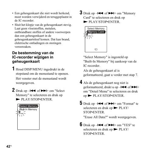 Sony ICD-PX312M - ICD-PX312M Consignes d&rsquo;utilisation N&eacute;erlandais