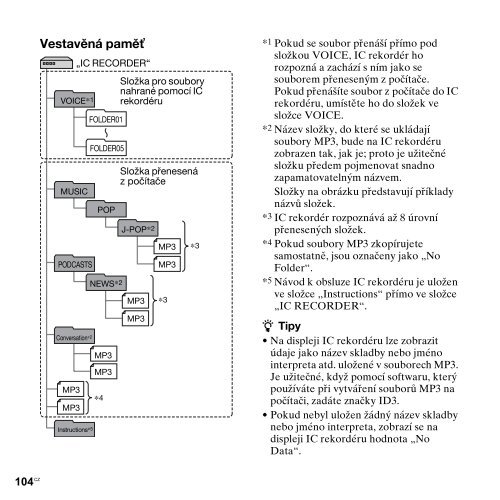 Sony ICD-PX312M - ICD-PX312M Consignes d&rsquo;utilisation Tch&egrave;que