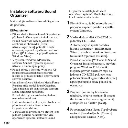 Sony ICD-PX312M - ICD-PX312M Consignes d&rsquo;utilisation Tch&egrave;que