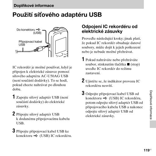 Sony ICD-PX312M - ICD-PX312M Consignes d&rsquo;utilisation Tch&egrave;que