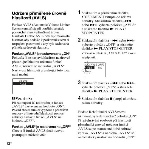 Sony ICD-PX312M - ICD-PX312M Consignes d&rsquo;utilisation Tch&egrave;que