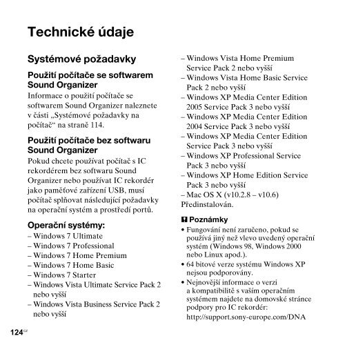 Sony ICD-PX312M - ICD-PX312M Consignes d&rsquo;utilisation Tch&egrave;que