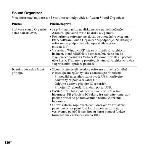 Sony ICD-PX312M - ICD-PX312M Consignes d&rsquo;utilisation Tch&egrave;que