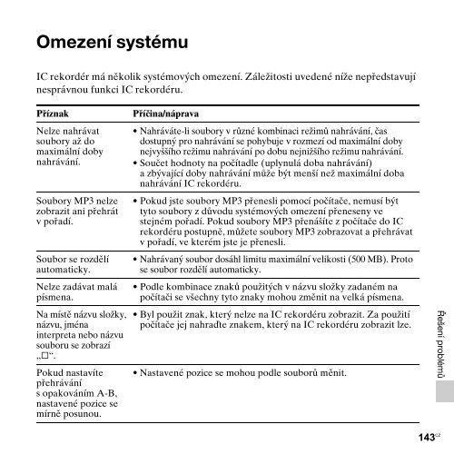 Sony ICD-PX312M - ICD-PX312M Consignes d&rsquo;utilisation Tch&egrave;que