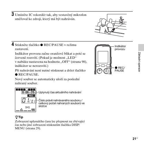 Sony ICD-PX312M - ICD-PX312M Consignes d&rsquo;utilisation Tch&egrave;que