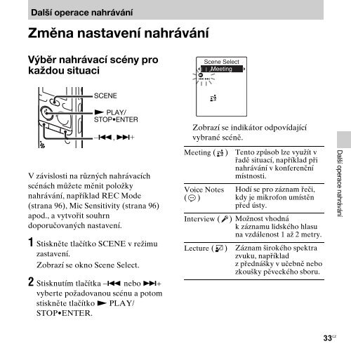 Sony ICD-PX312M - ICD-PX312M Consignes d&rsquo;utilisation Tch&egrave;que