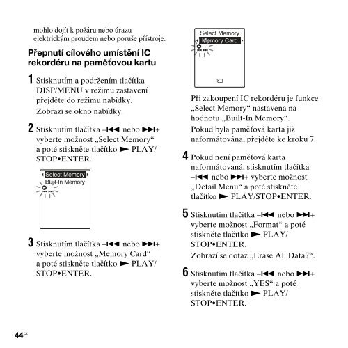 Sony ICD-PX312M - ICD-PX312M Consignes d&rsquo;utilisation Tch&egrave;que