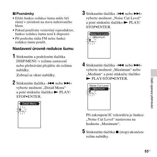 Sony ICD-PX312M - ICD-PX312M Consignes d&rsquo;utilisation Tch&egrave;que