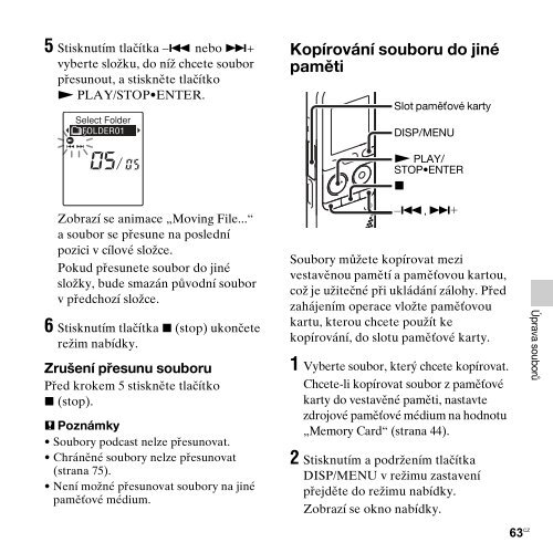 Sony ICD-PX312M - ICD-PX312M Consignes d&rsquo;utilisation Tch&egrave;que