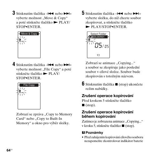 Sony ICD-PX312M - ICD-PX312M Consignes d&rsquo;utilisation Tch&egrave;que