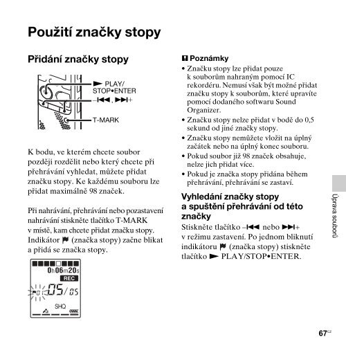 Sony ICD-PX312M - ICD-PX312M Consignes d&rsquo;utilisation Tch&egrave;que