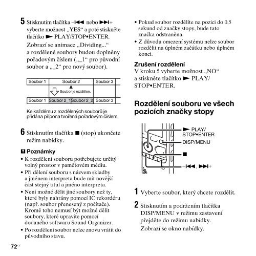 Sony ICD-PX312M - ICD-PX312M Consignes d&rsquo;utilisation Tch&egrave;que