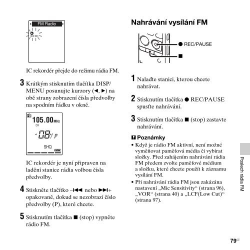 Sony ICD-PX312M - ICD-PX312M Consignes d&rsquo;utilisation Tch&egrave;que