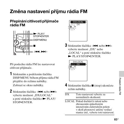 Sony ICD-PX312M - ICD-PX312M Consignes d&rsquo;utilisation Tch&egrave;que