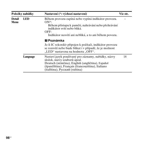 Sony ICD-PX312M - ICD-PX312M Consignes d&rsquo;utilisation Tch&egrave;que